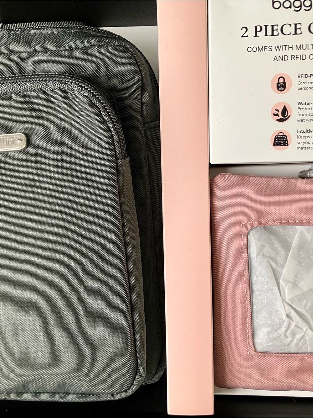 Baggallini Dark Gray Compact Travel Organizer with Zip Pocket